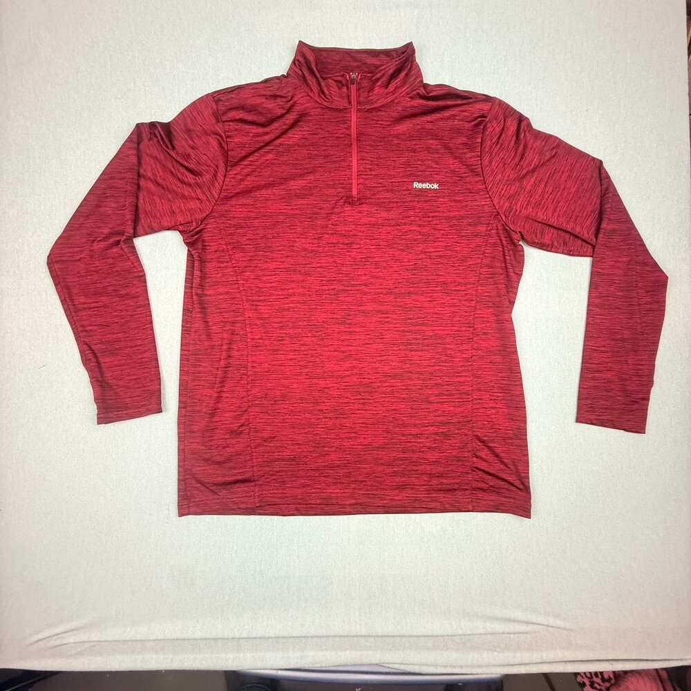 Reebok Men’s Size XL Red 1/4 Zip Pullover Athletic Long Sleeve Stretch Shirt